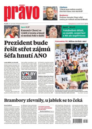Obálka e-magazínu Deník Právo 29.9.2025
