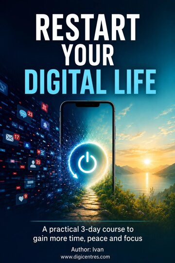 Obálka knihy Restart your digital life. A practical 3-day course to gain more time, peace and focus