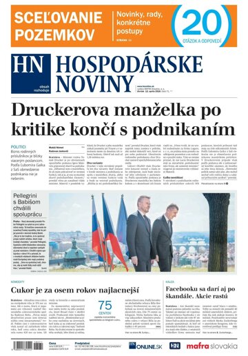 Obálka e-magazínu Hospodárske noviny 12.04.2018
