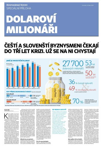 Obálka e-magazínu Hospodářské noviny - příloha 211 - 31.10.2019 příloha Dolaroví milionáři