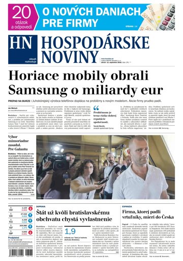 Obálka e-magazínu Hospodárske noviny 13.09.2016