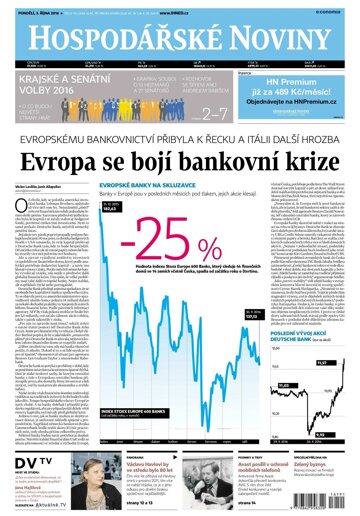 Obálka e-magazínu Hospodářské noviny 191 - 3.10.2016