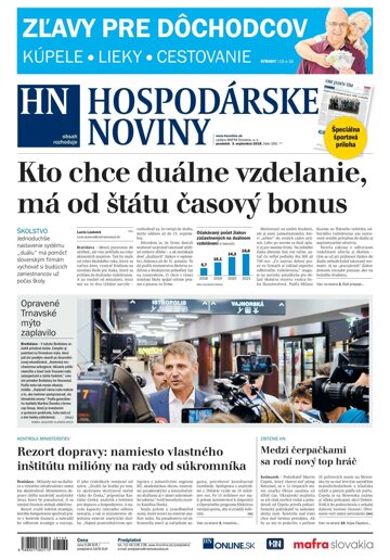 Obálka e-magazínu Hospodárske noviny 03.09.2018
