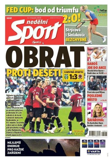 Obálka e-magazínu Nedělní Sport 11.11.2018