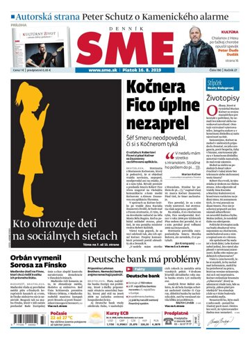Obálka e-magazínu SME 16.8.2019
