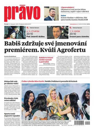 Obálka e-magazínu Deník Právo 6.11.2025
