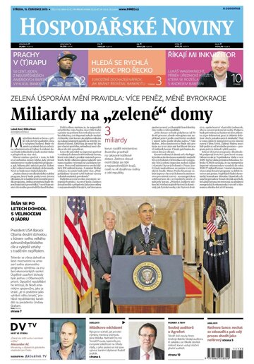 Obálka e-magazínu Hospodářské noviny 135 - 15.7.2015