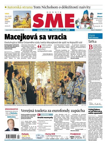 Obálka e-magazínu SME 7.1.2019