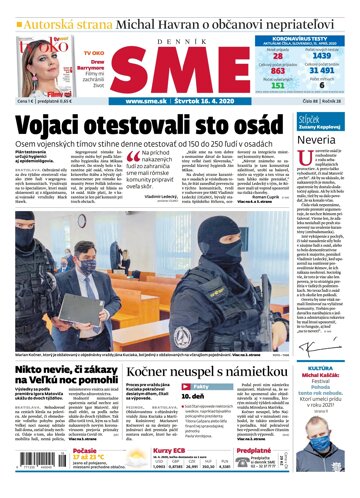 Obálka e-magazínu SME 16.4.2020