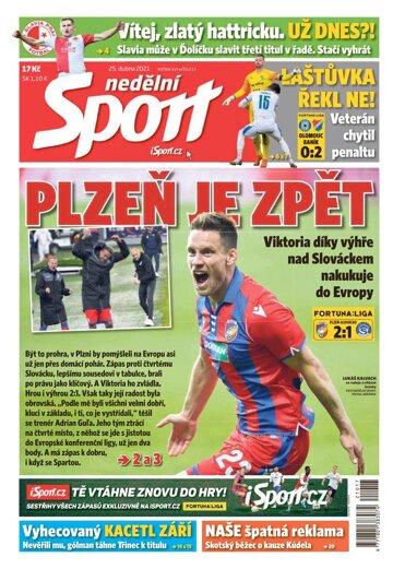 Obálka e-magazínu Nedělní Sport 25.4.2021
