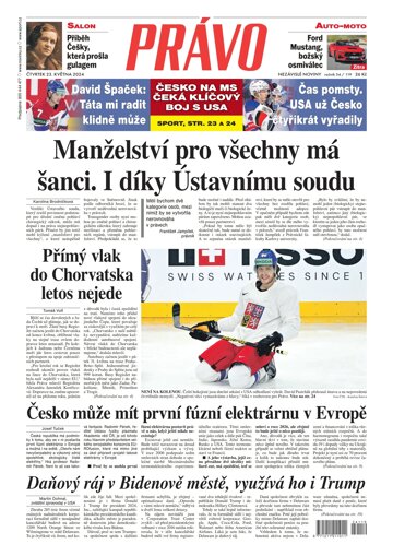 Obálka e-magazínu Deník Právo 23.5.2024
