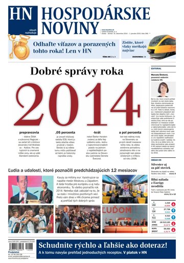 Obálka e-magazínu Hospodárske noviny 31.12.2014