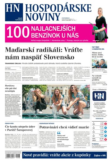 Obálka e-magazínu Hospodárske noviny 09.06.2015