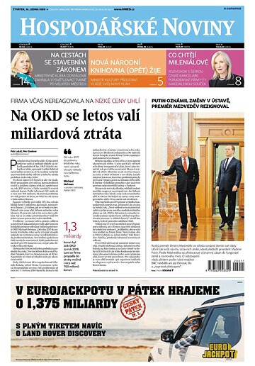 Obálka e-magazínu Hospodářské noviny 011 - 16.1.2020