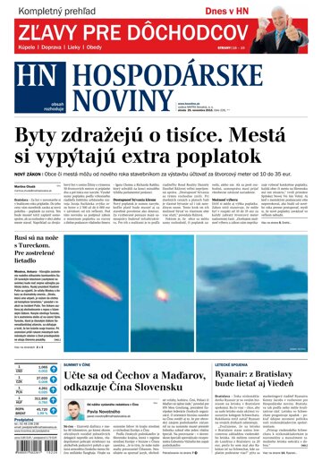 Obálka e-magazínu Hospodárske noviny 25.11.2015