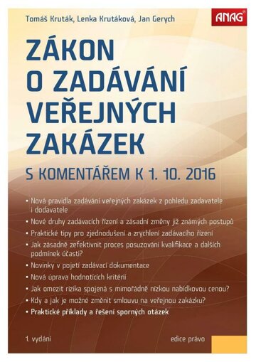 Obálka e-magazínu Zákon o zadávání veřejných zakázek s komentářem a příklady k 1. 10. 2016