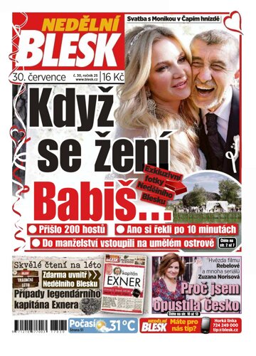 Obálka e-magazínu Nedělní Blesk 30.7.2017