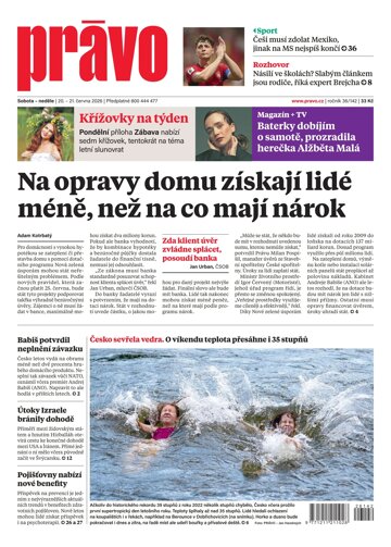 Obálka e-magazínu Deník Právo 20.6.2026