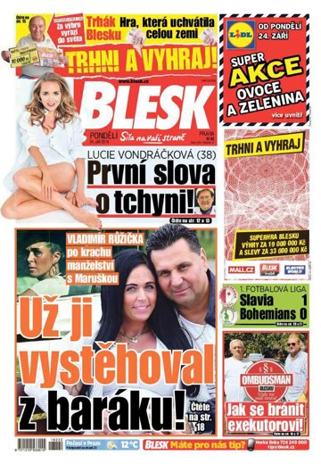 Obálka e-magazínu Blesk 24.9.2018