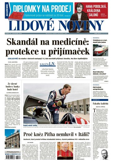 Obálka e-magazínu Lidové noviny 20.11.2018