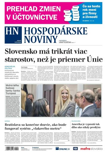 Obálka e-magazínu Hospodárske noviny 14.01.2019