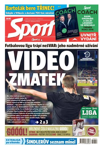 Obálka e-magazínu Sport 5.3.2019