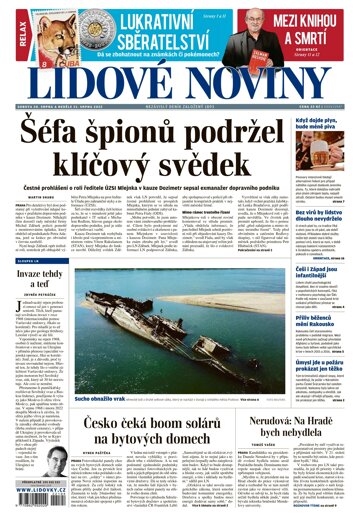 Obálka e-magazínu Lidové noviny 20.8.2022