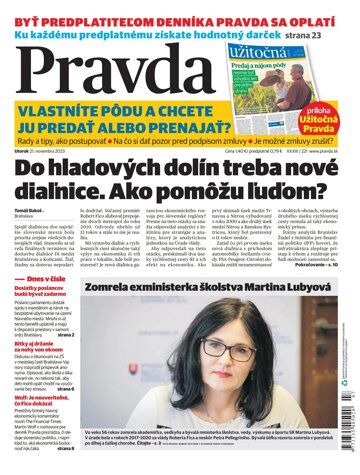 Obálka e-magazínu Pravda 21. 11. 2023