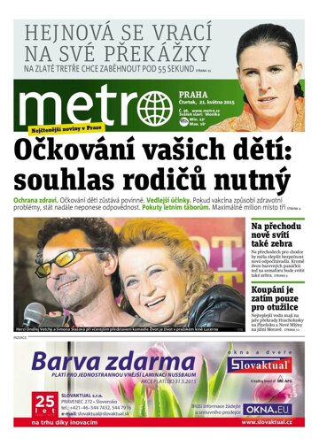 Obálka e-magazínu deník METRO 21.5.2015