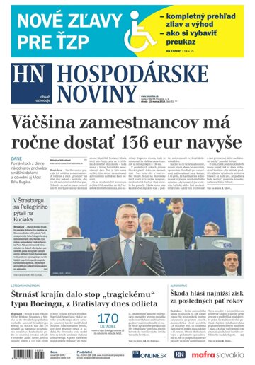 Obálka e-magazínu Hospodárske noviny 13.03.2019