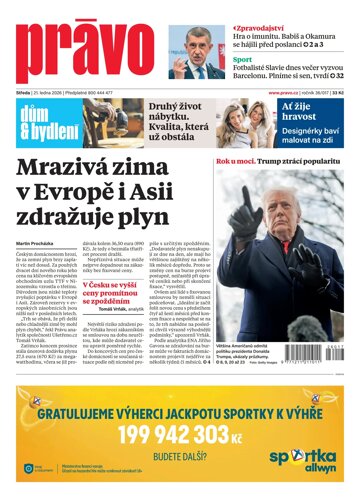 Obálka e-magazínu Deník Právo 21.1.2026