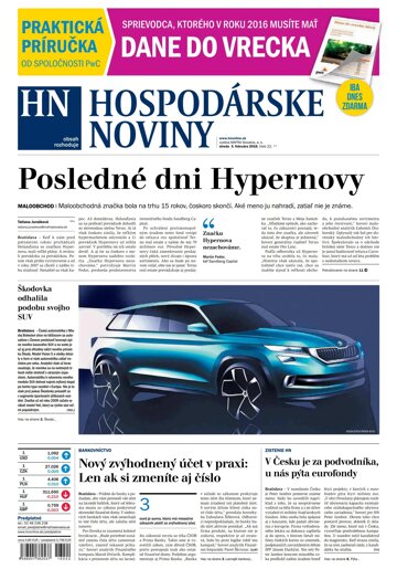 Obálka e-magazínu Hospodárske noviny 03.02.2016