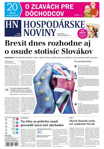 Obálka e-magazínu Hospodárske noviny 23.06.2016