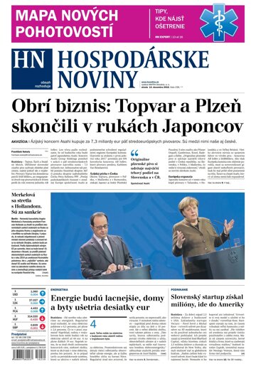 Obálka e-magazínu Hospodárske noviny 14.12.2016