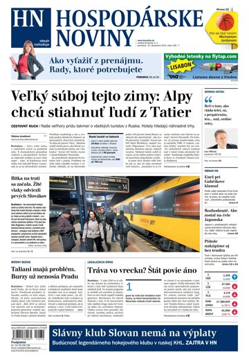Obálka e-magazínu Hospodárske noviny 15.12.2014