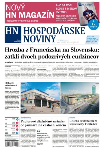 Obálka e-magazínu Hospodárske noviny 20.11.2015