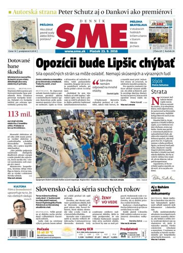Obálka e-magazínu SME 23.9.2016