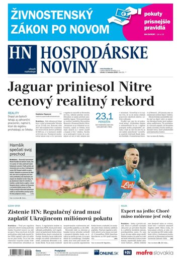 Obálka e-magazínu Hospodárske noviny 06.02.2019