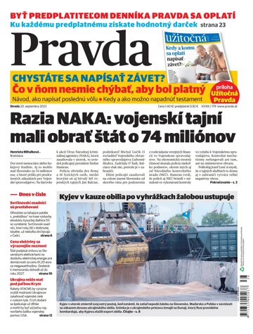 Obálka e-magazínu Pravda 20. 9. 2023