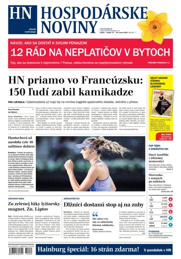 Obálka e-magazínu Hospodárske noviny 27.03.2015