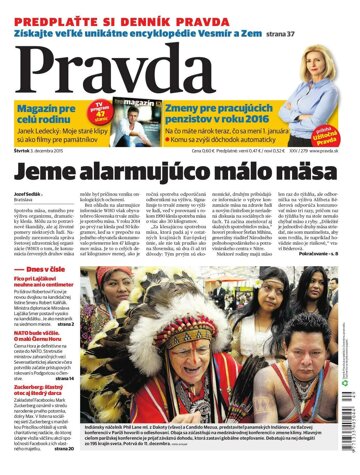 Obálka e-magazínu Pravda 3. 12. 2015