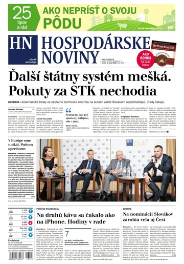 Obálka e-magazínu Hospodárske noviny 01.06.2016