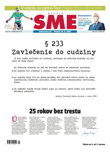Obálka e-magazínu SME 28.8.2020