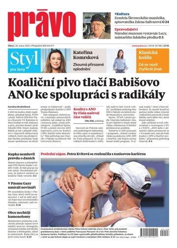Obálka e-magazínu Deník Právo 26.8.2025