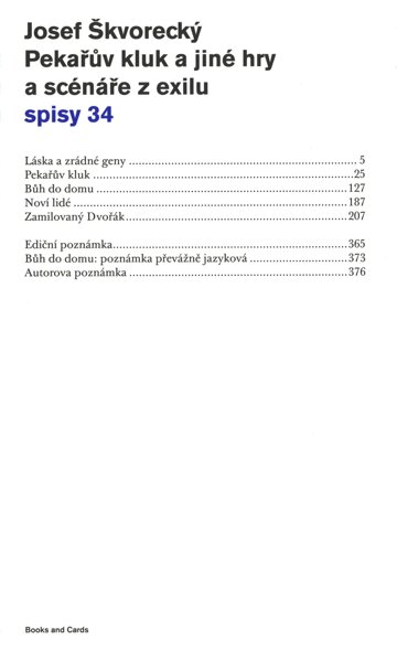 Obálka knihy Pekařův kluk a jiné hry a scénáře z exilu (spisy - svazek 34)