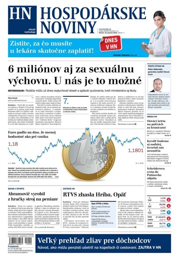 Obálka e-magazínu Hospodárske noviny 15.01.2015