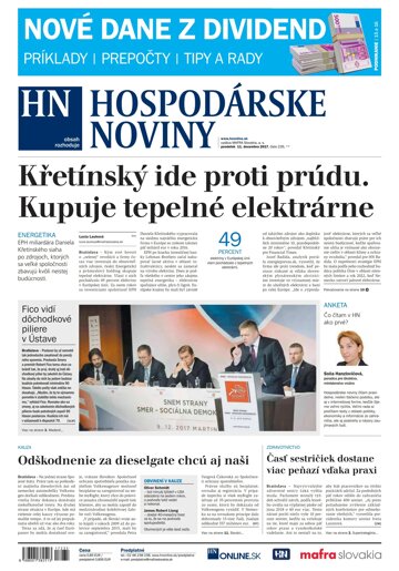 Obálka e-magazínu Hospodárske noviny 11.12.2017