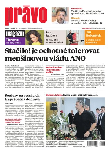 Obálka e-magazínu Deník Právo 9.8.2025