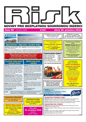 Obálka e-magazínu Risk 98/2016