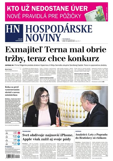 Obálka e-magazínu Hospodárske noviny 13.09.2017